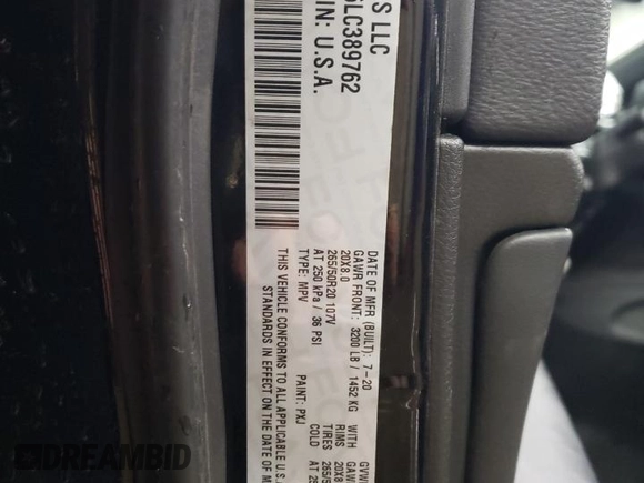 2020 Jeep Grand Cherokee Limited X с VIN 1C4RJFBT6LC389762, выставлен на аукционе Copart как лот 41889325 с пробегом 33 566 миль миль и Списание • Salvage title. История ставок и продаж доступна на DreamBid. Изображение 12.