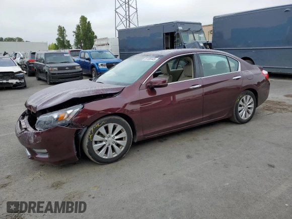 2013 Honda Accord Sdn EX-L with VIN 1HGCR2F84DA196053, listed as a Copart auction lot 54188445 with 96,305 mi miles and Salvage Title. Bid and sale history available at carsss.com. Image 1.