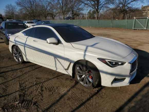 2017 Infiniti Q60 Red Sport 400 with VIN JN1FV7EL9HM702204, listed as a Copart auction lot 47021645 with 0 mi miles and Salvage Title. Bid and sale history available at carsss.com. Image 4.