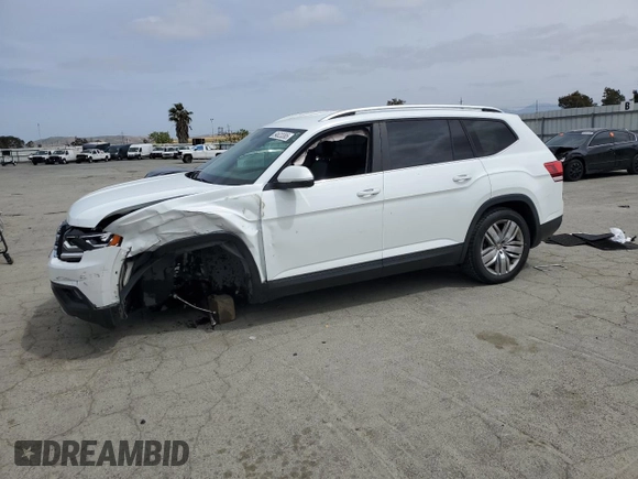 2019 Volkswagen Atlas SE with VIN 1V2WR2CA1KC603605, listed as a Copart auction lot 54623385 with 72,366 mi miles and Salvage title. Bid and sale history available at DreamBid. Image 1.