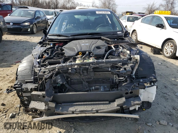 2021 Infiniti Q50 Red Sport 400 with VIN JN1FV7DR8MM880590, listed as a Copart auction lot 47741635 with 25,533 mi miles and Salvage Title. Bid and sale history available at carsss.com. Image 5.