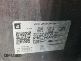2019 GMC Yukon SLT with VIN 1GKS1BKC1KR117730, listed as a Copart auction lot 49438235 with 147,347 mi miles and Salvage Title. Bid and sale history available at carsss.com. Image 15.