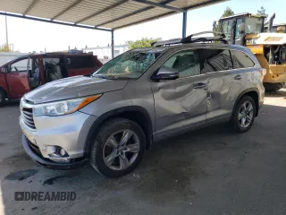 2015 Toyota Highlander Limited with VIN 5TDDKRFH8FS138811, listed as a Copart auction lot 62999715 with 85,853 mi miles and Salvage title. Bid and sale history available at DreamBid. Image 1.