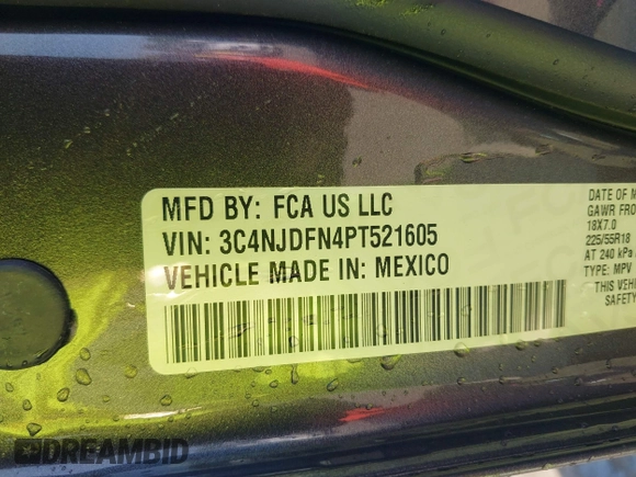 2023 Jeep Compass Latitude Lux with VIN 3C4NJDFN4PT521605, listed as a IAAI auction lot 42589618 with 11,579 mi miles and . Bid and sale history available at DreamBid. Image 9.
