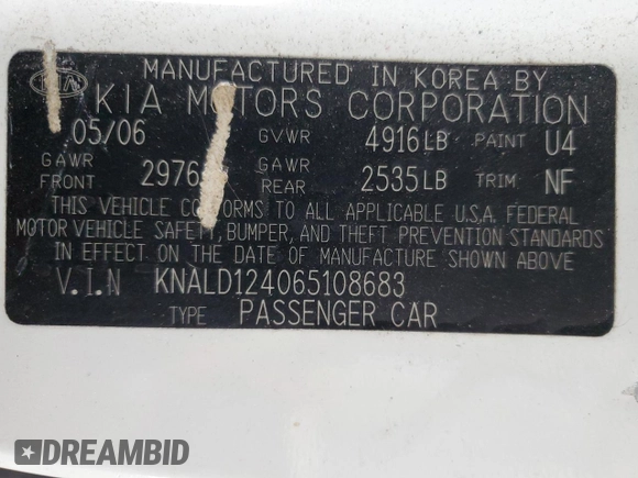 2006 Kia Amanti z VIN KNALD124065108683, wystawiony jako Copart lot #43655865 z przebiegiem 184 832 mil mil oraz Szkoda całkowita • Salvage title. Historia ofert i sprzedaży dostępna na DreamBid. Obrazek 12.