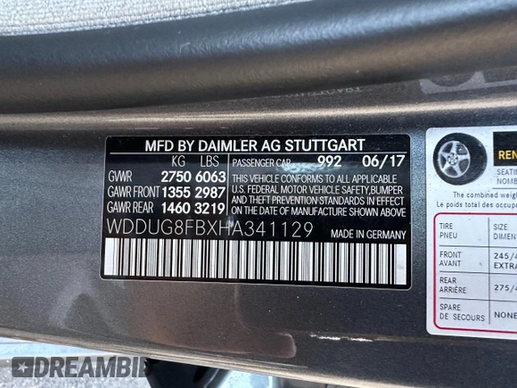 2017 Mercedes-Benz S 550 with VIN WDDUG8FBXHA341129, listed as a Copart auction lot 44324725 with 64,190 mi miles and Clean Title. Bid and sale history available at carsss.com. Image 10.