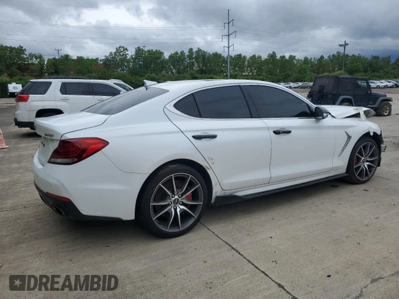2021 Genesis G70 3.3T z VIN KMTG74LE7MU074377, wystawiony jako Copart lot #58122415 z przebiegiem 80 565 mil mil oraz Czysty tytuł • Clean title. Historia ofert i sprzedaży dostępna na DreamBid. Obrazek 3.