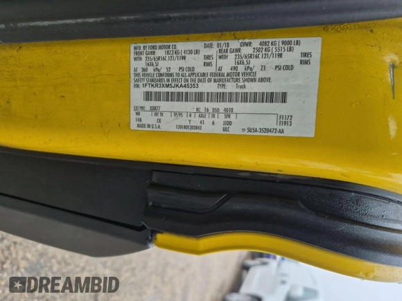 2018 Ford Transit with VIN 1FTKR3XM5JKA45353, listed as a IAAI auction lot 42040249 with 184,470 mi miles and . Bid and sale history available at DreamBid. Image 1.