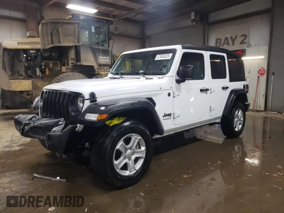 2022 Jeep Wrangler Unlimited Sport S with VIN 1C4HJXDG4NW180085, listed as a Copart auction lot 87685325 with 53,586 mi miles and Salvage Title. Bid and sale history available at DreamBid. Image 1.