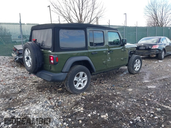 2021 Jeep Wrangler Unlimited Sport S with VIN 1C4HJXDG1MW836029, listed as a IAAI auction lot 41811840 with 34,992 mi miles. Bid and sale history available at carsss.com. Image 4.
