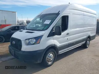 2023 Ford Transit Cargo with VIN 1FTBR3U80PKA41338, listed as a IAAI auction lot 41479619 with 62,136 mi miles and . Bid and sale history available at DreamBid. Image 2.