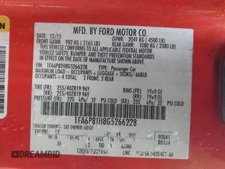 2016 Ford Mustang EcoBoost with VIN 1FA6P8TH8G5266228, listed as a IAAI auction lot 41823278 with 104,595 mi miles and . Bid and sale history available at DreamBid. Image 9.