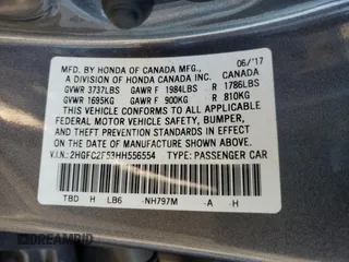 2017 Honda Civic Sedan LX with VIN 2HGFC2F53HH556554, listed as a Copart auction lot 83410924 with 82,924 mi miles and Salvage Title. Bid and sale history available at carsss.com. Image 14.