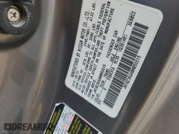 2008 Nissan 350Z Enthusiast with VIN JN1BZ36AX8M850015, listed as a Copart auction lot 75300244 with 127,278 mi miles and Clean Title. Bid and sale history available at DreamBid. Image 12.