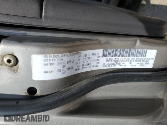 2001 Jeep Grand Cherokee Laredo with VIN 1J4GW48S91C580921, listed as a Copart auction lot 59005625 with 163,827 mi miles and Salvage title. Bid and sale history available at DreamBid. Image 12.
