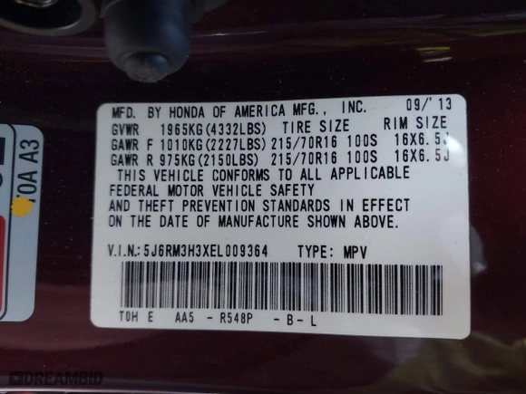 2014 Honda CR-V LX with VIN 5J6RM3H3XEL009364, listed as a IAAI auction lot 41741860 with 84,512 mi miles. Bid and sale history available at carsss.com. Image 9.