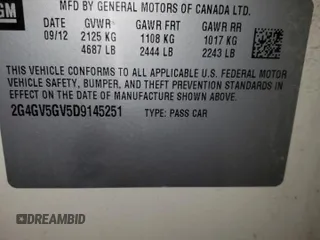 2013 Buick Regal GS with VIN 2G4GV5GV5D9145251, listed as a Copart auction lot 50614065 with 94,899 mi miles and Salvage Title. Bid and sale history available at carsss.com. Image 14.