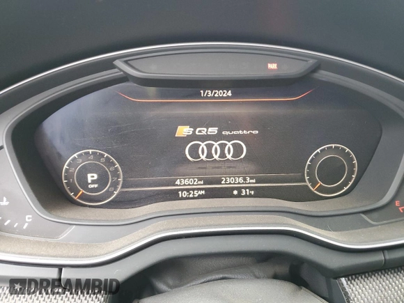 2019 Audi SQ5 Premium Plus with VIN WA1B4AFY3K2064082, listed as a Copart auction lot 81191483 with 43,602 mi miles and . Bid and sale history available at DreamBid. Image 9.