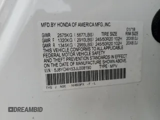 2018 Acura MDX Technology with VIN 5J8YD4H53JL008190, listed as a Copart auction lot 55620065 with 70,180 mi miles and Salvage title. Bid and sale history available at DreamBid. Image 14.