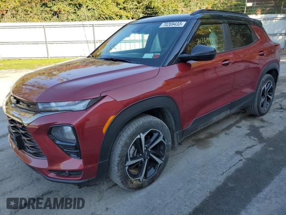 2021 Chevrolet TrailBlazer RS with VIN KL79MUSL7MB126132, listed as a Copart auction lot 70269433 with 45,143 mi miles. Bid and sale history available at carsss.com. Image 1.