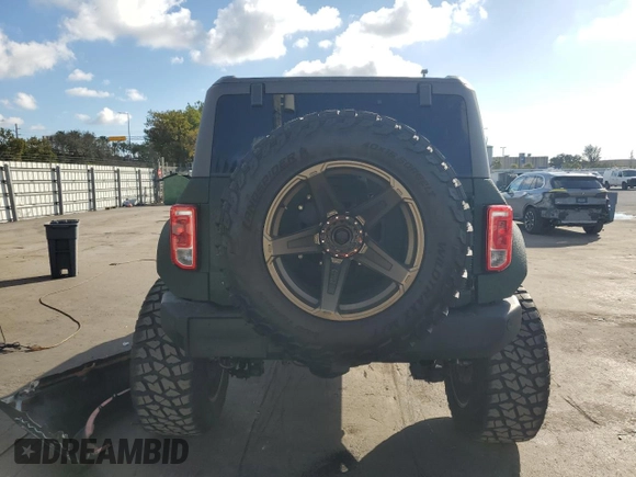 2022 Ford Bronco with VIN 1FMDE5BH2NLB28017, listed as a Copart auction lot 43653805 with 12,448 mi miles and Salvage Title. Bid and sale history available at carsss.com. Image 6.