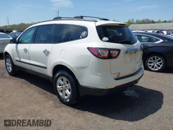 2015 Chevrolet Traverse LS z VIN 1GNKVFED8FJ257149, wystawiony jako IAAI lot #42060101 z przebiegiem 150 738 mil mil oraz . Historia ofert i sprzedaży dostępna na DreamBid. Obrazek 3.