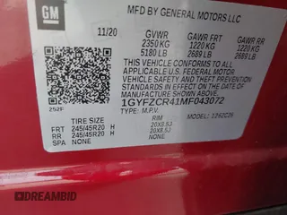 2021 Cadillac XT4 FWD Premium Luxury with VIN 1GYFZCR41MF043072, listed as a IAAI auction lot 41769251 with 31,053 mi miles. Bid and sale history available at carsss.com. Image 9.