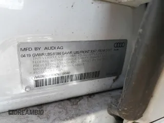 2019 Audi A8 z VIN WAU8DAF87KN018640, wystawiony jako Copart lot #54318975 z przebiegiem Nie podano mil oraz Szkoda całkowita • Salvage title. Historia ofert i sprzedaży dostępna na DreamBid. Obrazek 12.