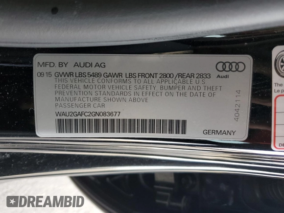 2016 Audi A7 3.0 Prestige with VIN WAU2GAFC2GN083677, listed as a Copart auction lot 43654304 with 99,526 mi miles. Bid and sale history available at carsss.com. Image 12.