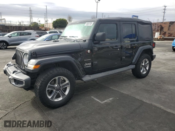 2018 Jeep Wrangler Unlimited Sahara z VIN 1C4HJXEN0JW331477, wystawiony jako Copart lot #49520785 z przebiegiem 98 413 mil mil oraz Szkoda całkowita • Salvage title. Historia ofert i sprzedaży dostępna na DreamBid. Obrazek 1.