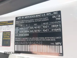 2018 Mercedes-Benz GLE 43 AMG with VIN 4JGDA6EB7JB142522, listed as a IAAI auction lot 41950295 with 108,637 mi miles and . Bid and sale history available at DreamBid. Image 9.