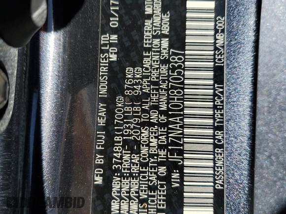 2017 Toyota 86 with VIN JF1ZNAA10H8705387, listed as a Copart auction lot 82823194 with 0 mi miles and Clean Title. Bid and sale history available at carsss.com. Image 12.