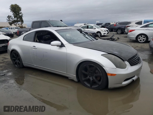 2005 Infiniti G35 Coupe with VIN JNKCV54E05M409017, listed as a Copart auction lot 81518344 with 0 mi miles and Salvage Title. Bid and sale history available at carsss.com. Image 4.