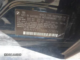 2008 BMW 3 Series 328xi with VIN WBAVC93568KZ73034, listed as a IAAI auction lot 42125812 with 219,019 mi miles and . Bid and sale history available at carsss.com. Image 9.