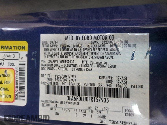 2015 Ford Fusion SE Hybrid with VIN 3FA6P0LU0FR157935, listed as a Copart auction lot 62931495 with 88,356 mi miles and Clean title. Bid and sale history available at DreamBid. Image 12.