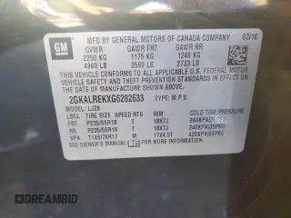 2016 GMC Terrain Denali with VIN 2GKALREKXG6282633, listed as a Copart auction lot 76314784 with 157,250 mi miles and Salvage title. Bid and sale history available at DreamBid. Image 15.