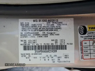 2010 Ford Fusion SE with VIN 3FAHP0HA0AR224209, listed as a Copart auction lot 49690935 with 50,254 mi miles and Salvage Title. Bid and sale history available at carsss.com. Image 13.