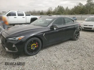 2021 Genesis G70 3.3T with VIN KMTG34LE0MU070859, listed as a Copart auction lot 49269845 with 47,988 mi miles and Salvage Title. Bid and sale history available at carsss.com. Image 1.