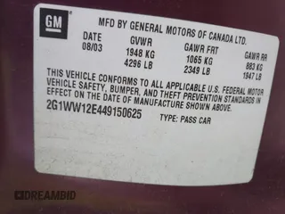 2004 Chevrolet Monte Carlo LS с VIN 2G1WW12E449150625, выставлен на аукционе IAAI как лот 42233629 с пробегом 163 914 миль миль и . История ставок и продаж доступна на DreamBid. Изображение 9.