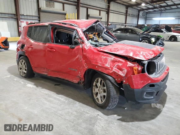 2018 Jeep Renegade Latitude with VIN ZACCJABB8JPG93233, listed as a Copart auction lot 58553795 with Not provided miles and Non repairable. Bid and sale history available at DreamBid. Image 4.