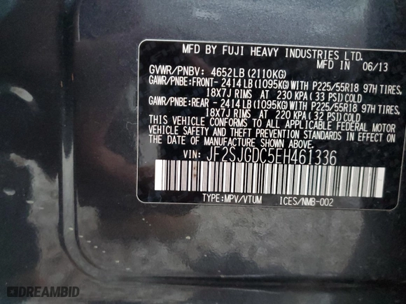 2014 Subaru Forester 2.0XT Premium with VIN JF2SJGDC5EH461336, listed as a Copart auction lot 84274744 with 119,502 mi miles and Salvage Title. Bid and sale history available at carsss.com. Image 12.