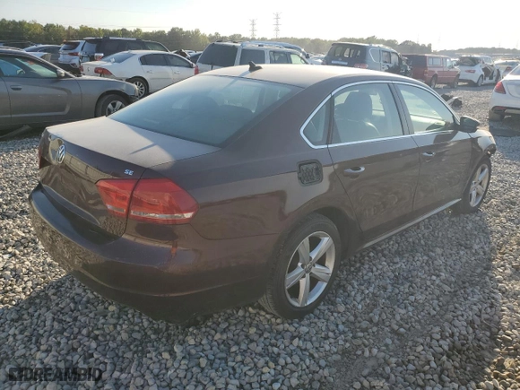 2012 Volkswagen Passat SE with VIN 1VWBP7A30CC103442, listed as a Copart auction lot 74828044 with 196,714 mi miles and Clean Title. Bid and sale history available at carsss.com. Image 3.