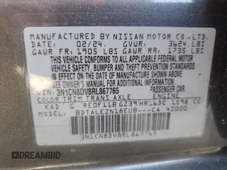 2024 Nissan Versa S with VIN 3N1CN8DV8RL867765, listed as a Copart auction lot 49239315 with 12,902 mi miles and Salvage Title. Bid and sale history available at carsss.com. Image 12.