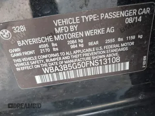 2015 BMW 3 Series 328i xDrive z VIN WBA3B5G50FNS13108, wystawiony jako IAAI lot #41772990 z przebiegiem Nie podano mil oraz . Historia ofert i sprzedaży dostępna na DreamBid. Obrazek 9.