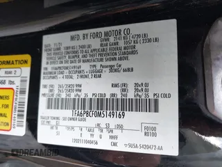 2021 Ford Mustang GT with VIN 1FA6P8CF0M5149169, listed as a IAAI auction lot 40151328 with 22,295 mi miles. Bid and sale history available at carsss.com. Image 9.