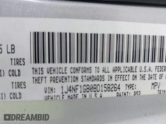 2011 Jeep Patriot Latitude with VIN 1J4NF1GB0BD158264, listed as a IAAI auction lot 41804584 with 191,968 mi miles and . Bid and sale history available at DreamBid. Image 9.