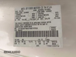 2000 Ford F-150 XL with VIN 1FTRX07W6YKB19703, listed as a IAAI auction lot 42375355 with Not provided miles and . Bid and sale history available at DreamBid. Image 9.