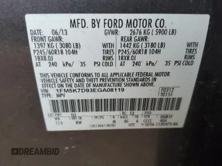 2014 Ford Explorer XLT с VIN 1FM5K7D93EGA08119, выставлен на аукционе Copart как лот 87336744 с пробегом 85 534 миль миль и Списание • Salvage title. История ставок и продаж доступна на DreamBid. Изображение 14.