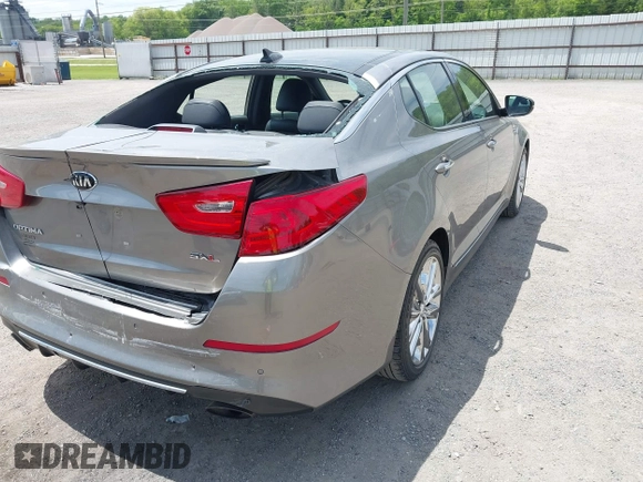 2015 Kia Optima SX Turbo with VIN 5XXGR4A62FG479575, listed as a IAAI auction lot 42357939 with 62,589 mi miles and . Bid and sale history available at DreamBid. Image 6.