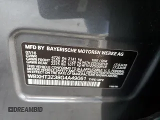 2016 BMW X1 xDrive28i with VIN WBXHT3Z38G4A49061, listed as a Copart auction lot 54010455 with 120,875 mi miles and Salvage Title. Bid and sale history available at DreamBid. Image 12.